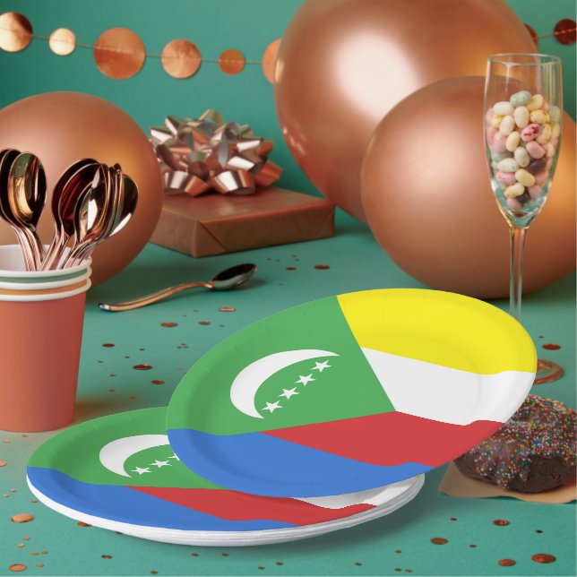Plato De Papel Bandera de las Comoras (Multi)