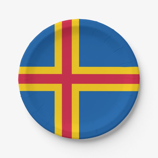 Plato De Papel Bandera de las Islas Åland (Anverso)