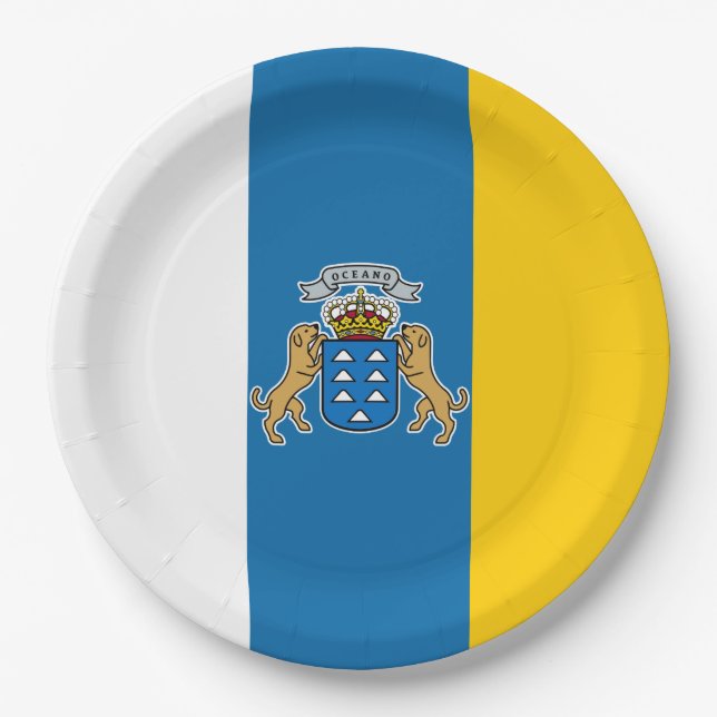 Plato De Papel Bandera de las Islas Canarias (Canarias) (Canarias (Anverso)
