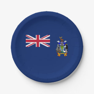 Plato De Papel Bandera de las Islas Georgias del Sur y Sandwich d