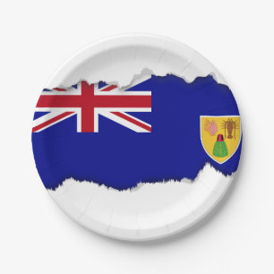 Plato De Papel Bandera de las Islas Turcas y Caicos