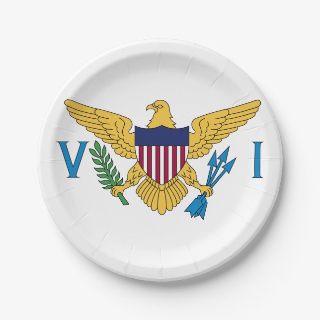 Plato De Papel Bandera de las Islas Vírgenes de los Estados Unido (Anverso)