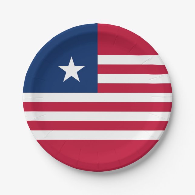 Plato De Papel Bandera de Liberia (Anverso)
