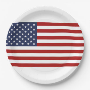 Plato De Papel Bandera de los Estados Unidos de América