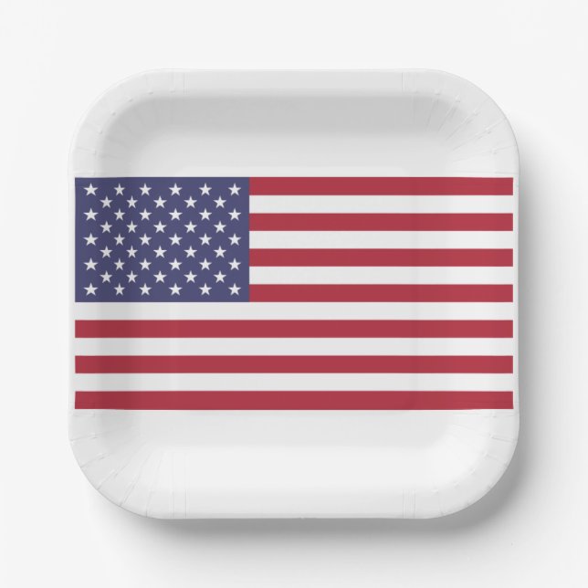 Plato De Papel Bandera de los Estados Unidos de América blanca y  (Anverso)