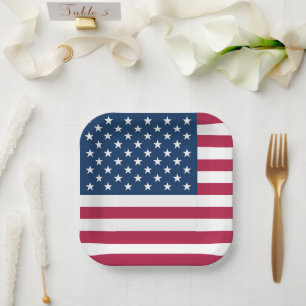 Plato De Papel bandera de los Estados Unidos de América USA patri