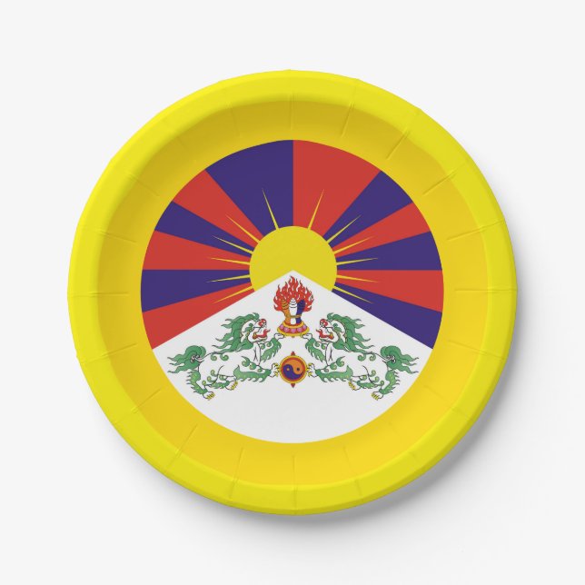 Plato De Papel Bandera de los Leones de Nieve y Tibet - Los Himal (Anverso)