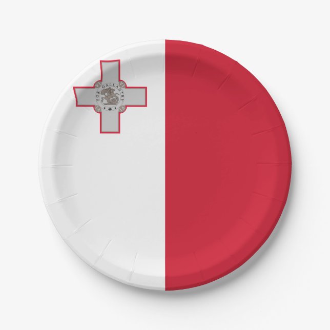 Plato De Papel Bandera de Malta (maltesa) (Anverso)