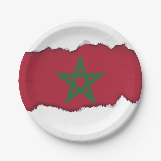 Plato De Papel Bandera de Marruecos (Anverso)