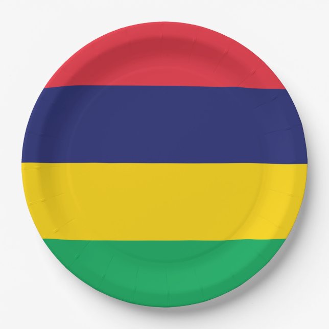Plato De Papel Bandera de Mauricio (Anverso)