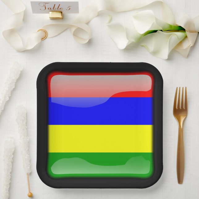 Plato De Papel Bandera de Mauricio (Boda)