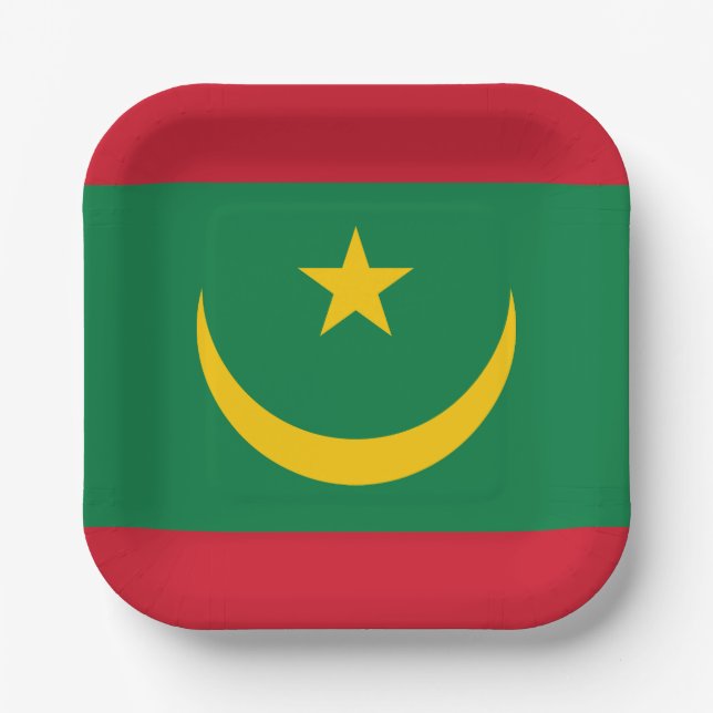 Plato De Papel Bandera de Mauritania (Anverso)