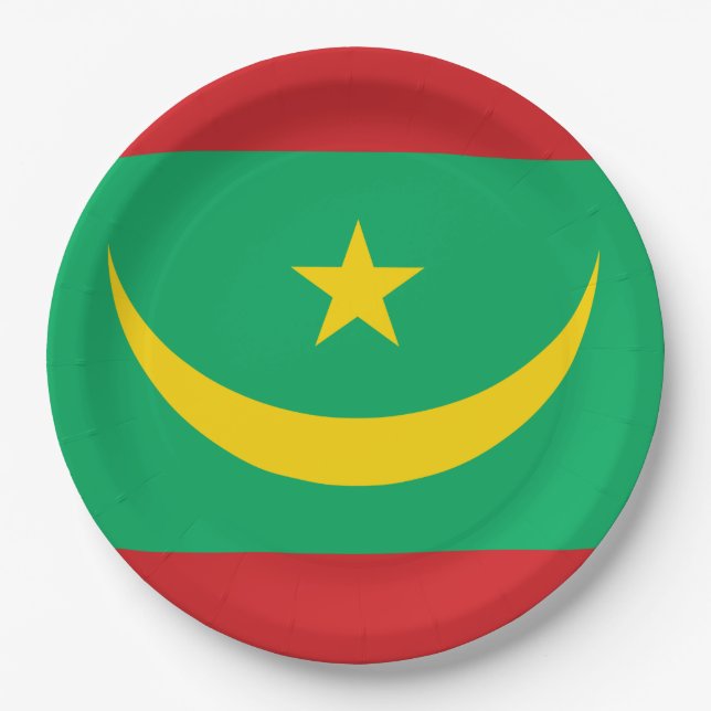 Plato De Papel Bandera de Mauritania (Anverso)