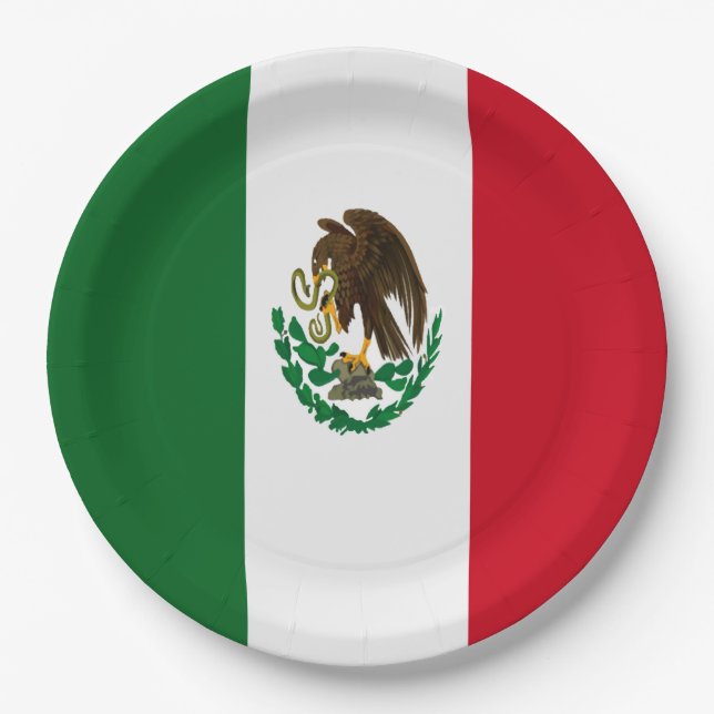 Plato De Papel Bandera de México Patriótico (Anverso)