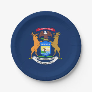 Plato De Papel Bandera de Michigan