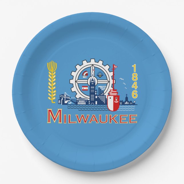 Plato De Papel Bandera de Milwaukee (Wisconsin) (Anverso)