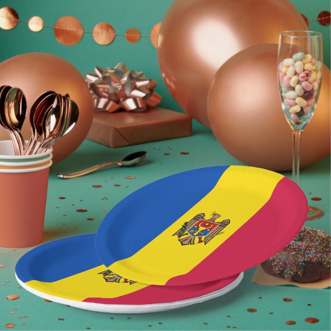 Plato De Papel Bandera de Moldavia (Multi)
