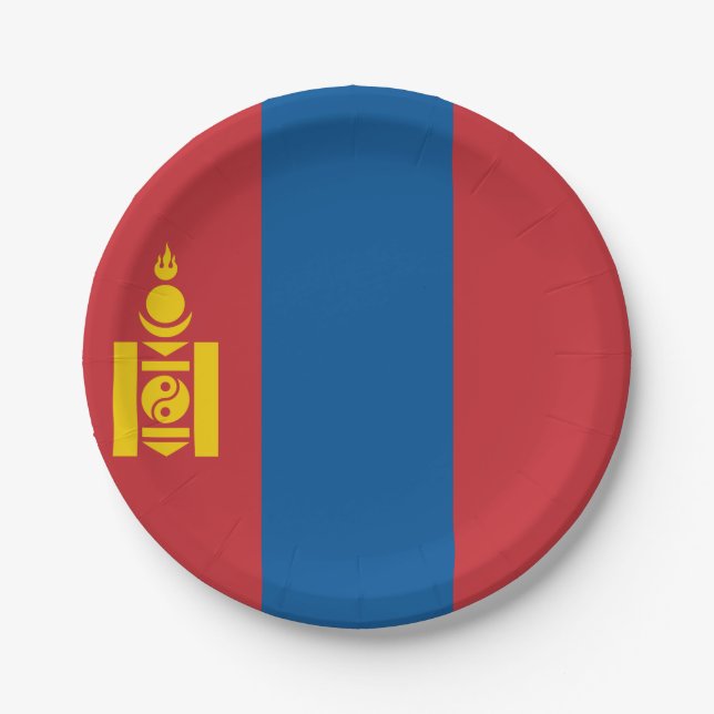 Plato De Papel Bandera de Mongolia (mongola) (Anverso)