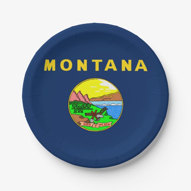 Plato De Papel Bandera de Montana (Anverso)