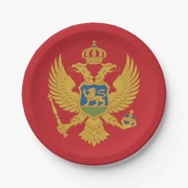 Plato De Papel Bandera de Montenegro (Anverso)