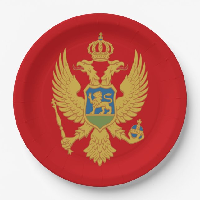Plato De Papel Bandera de Montenegro (Anverso)