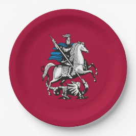 Plato De Papel Bandera de Moscú (Capital de Rusia)