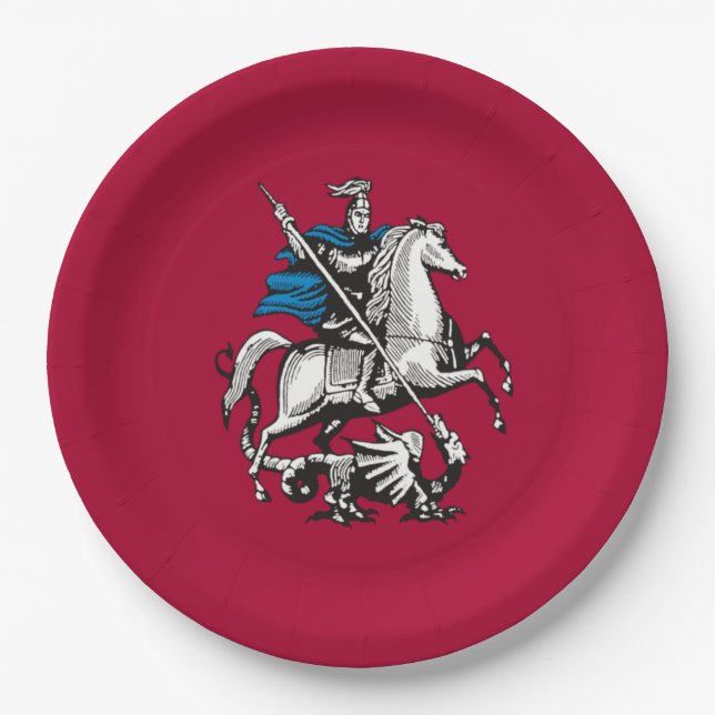 Plato De Papel Bandera de Moscú (Capital de Rusia) (Anverso)