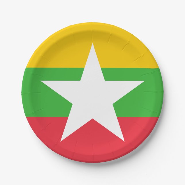 Plato De Papel Bandera de Myanmar (Anverso)