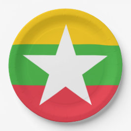 Plato De Papel Bandera de Myanmar (Birmania)