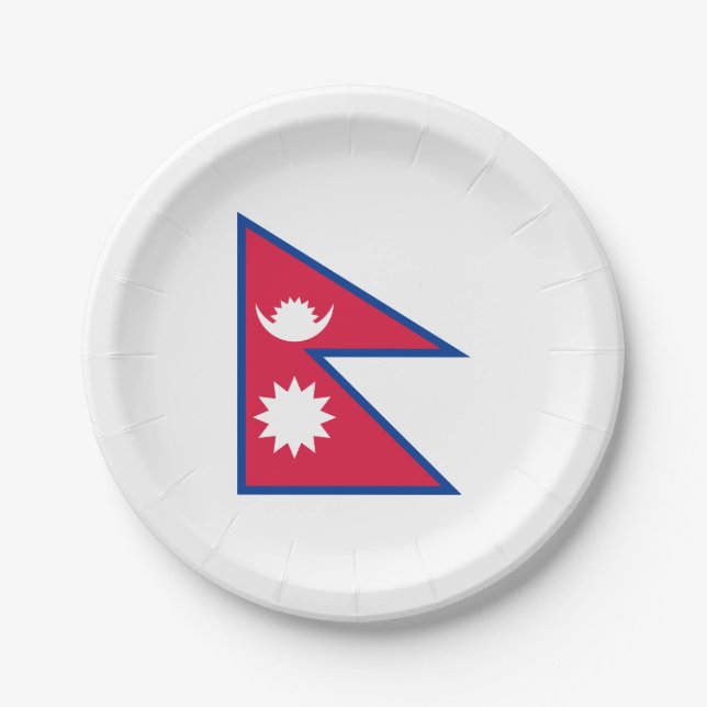 Plato De Papel Bandera de Nepal (Anverso)