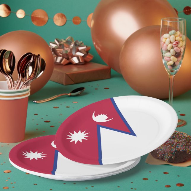 Plato De Papel Bandera de Nepal (Multi)