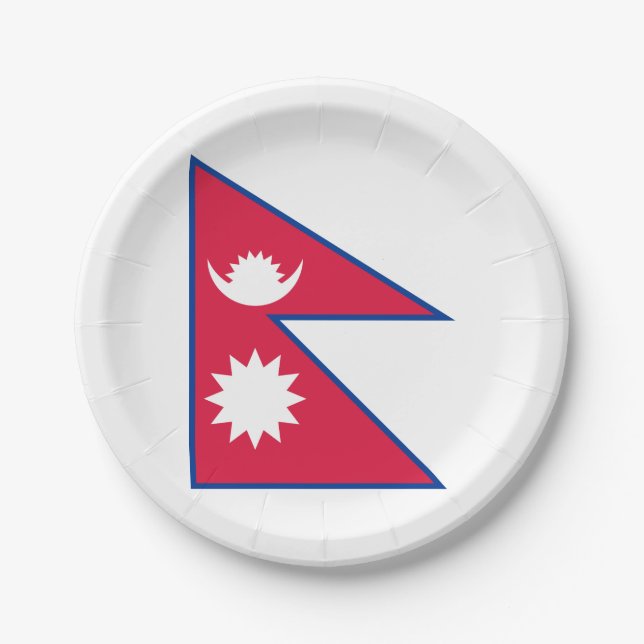 Plato De Papel Bandera de Nepal (nepalés) (Anverso)