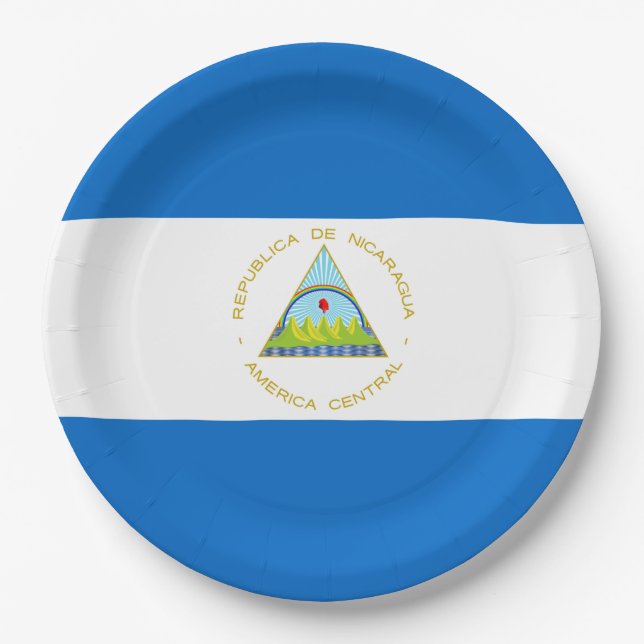 Plato De Papel Bandera de Nicaragua (Anverso)