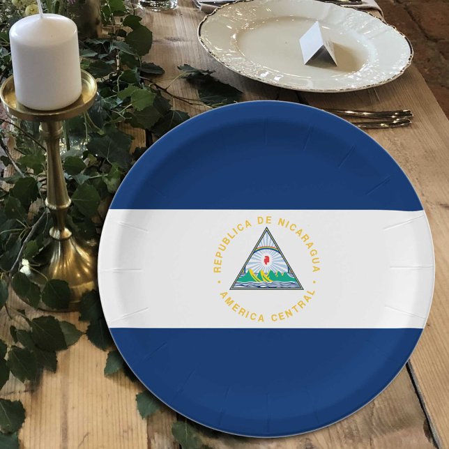Plato De Papel Bandera de Nicaragua, fiesta, deportes, Nicaragua (Subido por el creador)