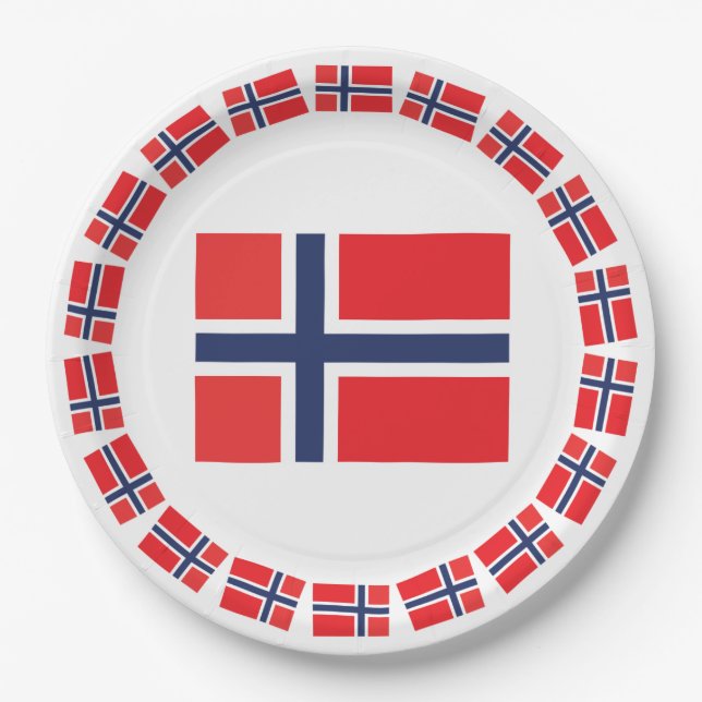PLATO DE PAPEL BANDERA DE NORUEGA (Anverso)