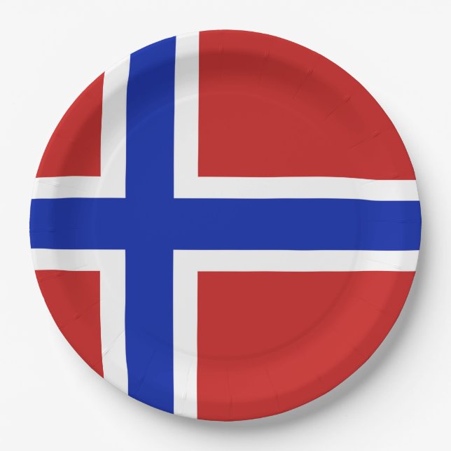 Plato De Papel Bandera de Noruega Escandinavia (Anverso)