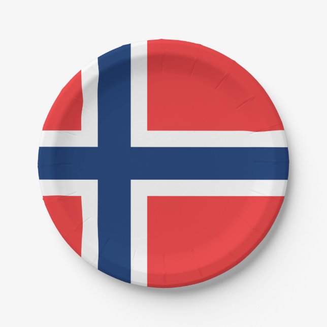Plato De Papel Bandera de Noruega (noruego) (Anverso)