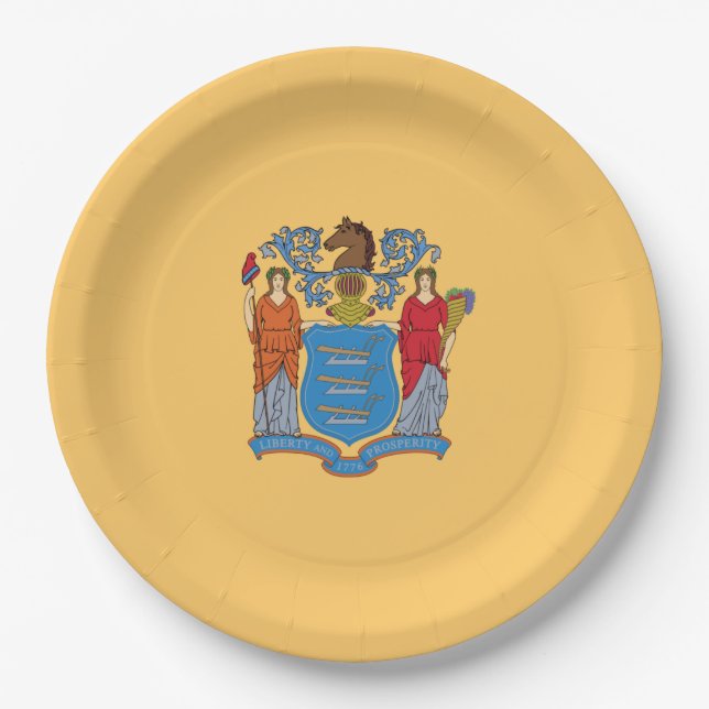 Plato De Papel Bandera de Nueva Jersey (Anverso)