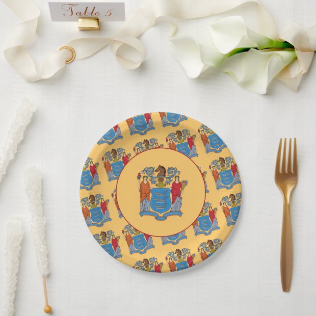 Plato De Papel Bandera de Nueva Jersey (Boda)