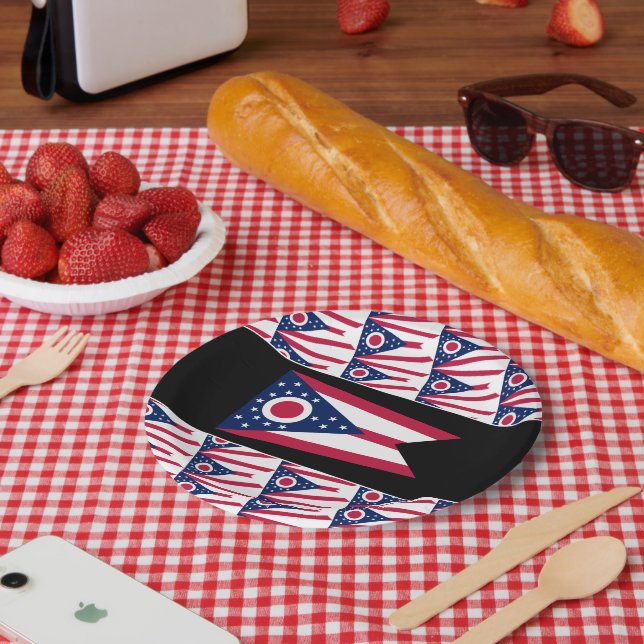 Plato De Papel Bandera de Ohio (Picnic)