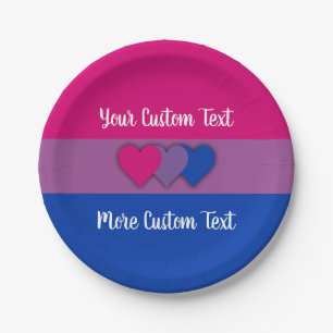 Plato De Papel Bandera de orgullo de bisexuales con texto