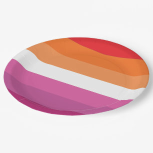 Plato De Papel Bandera de Orgullo Lesbiano