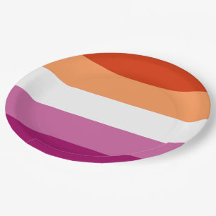 Plato De Papel Bandera de Orgullo Lesbiano (5 Franjas)