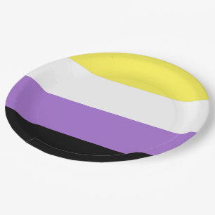 Plato De Papel Bandera de Orgullo No Binario
