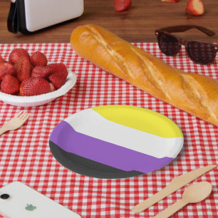 Plato De Papel Bandera de orgullo no binario de SlipperyJoe's ama