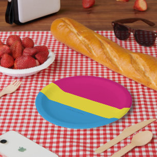 Plato De Papel bandera de orgullo pansexual SlipperyJoe rosa ámba