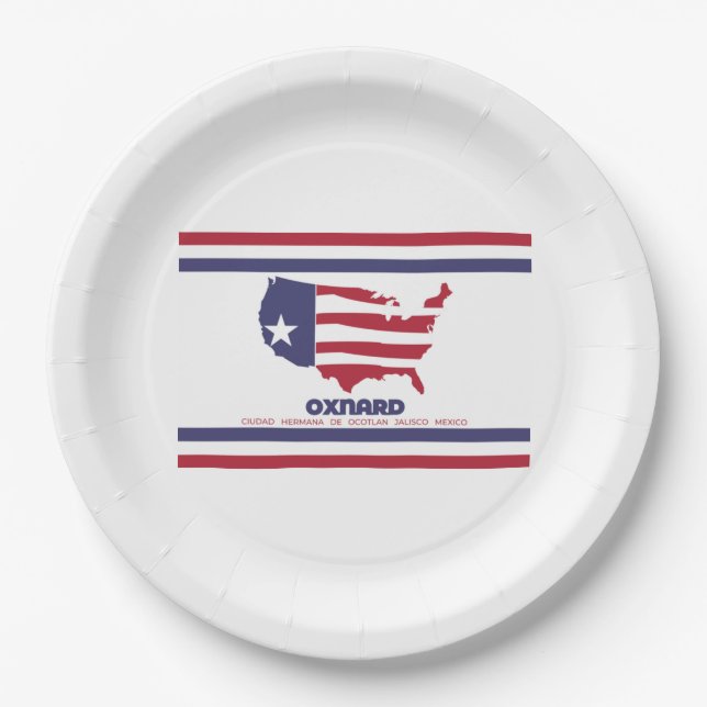 Plato De Papel Bandera de Oxnard (California) (Anverso)