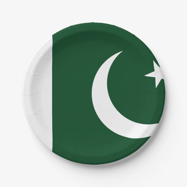 Plato De Papel Bandera de Pakistán (paquistaní) (Anverso)