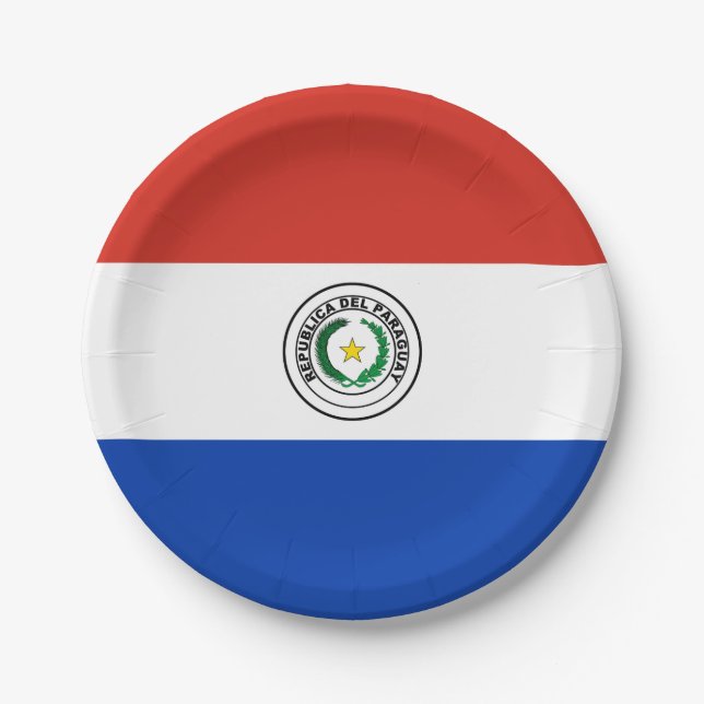 Plato De Papel Bandera de Paraguay (Anverso)