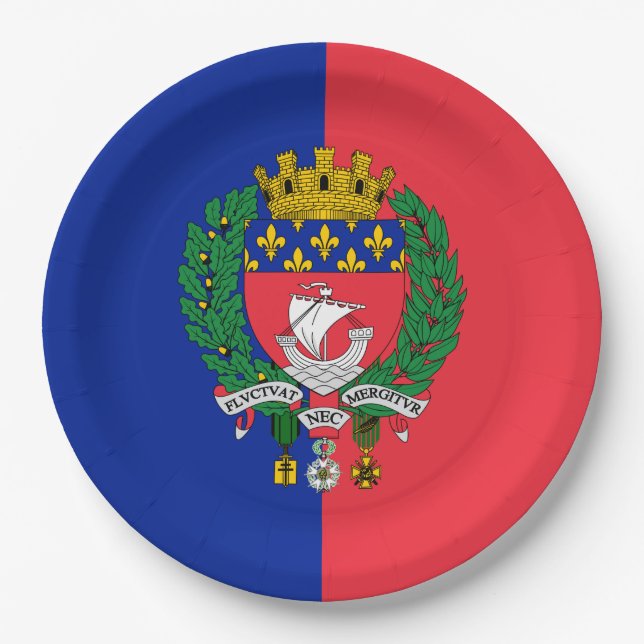 Plato De Papel Bandera de París (Francia) (Anverso)